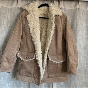 Chunky corduroy sherpa lined coat